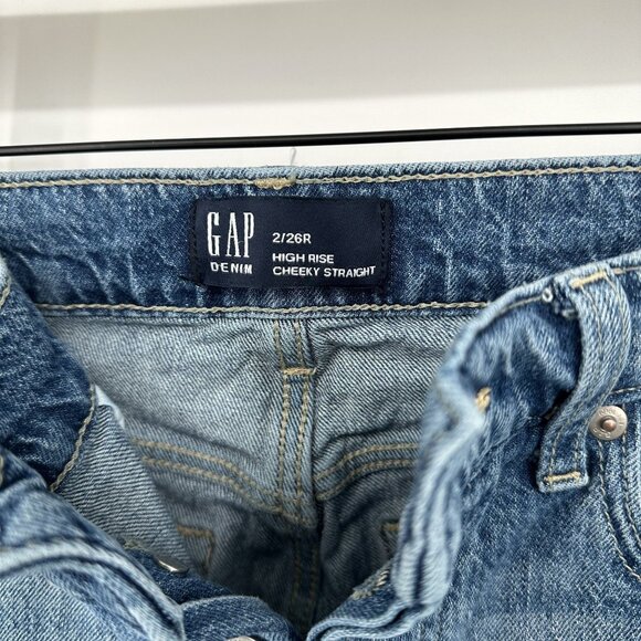 Gap Women's‎ Jeans High Rise Cheeky Straight Button Fly Size 26 - Picture 2 of 6